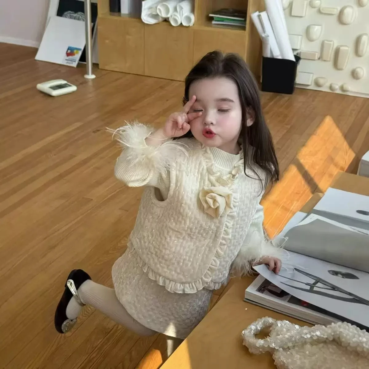 女童氣質風兩件套裝(80-120)