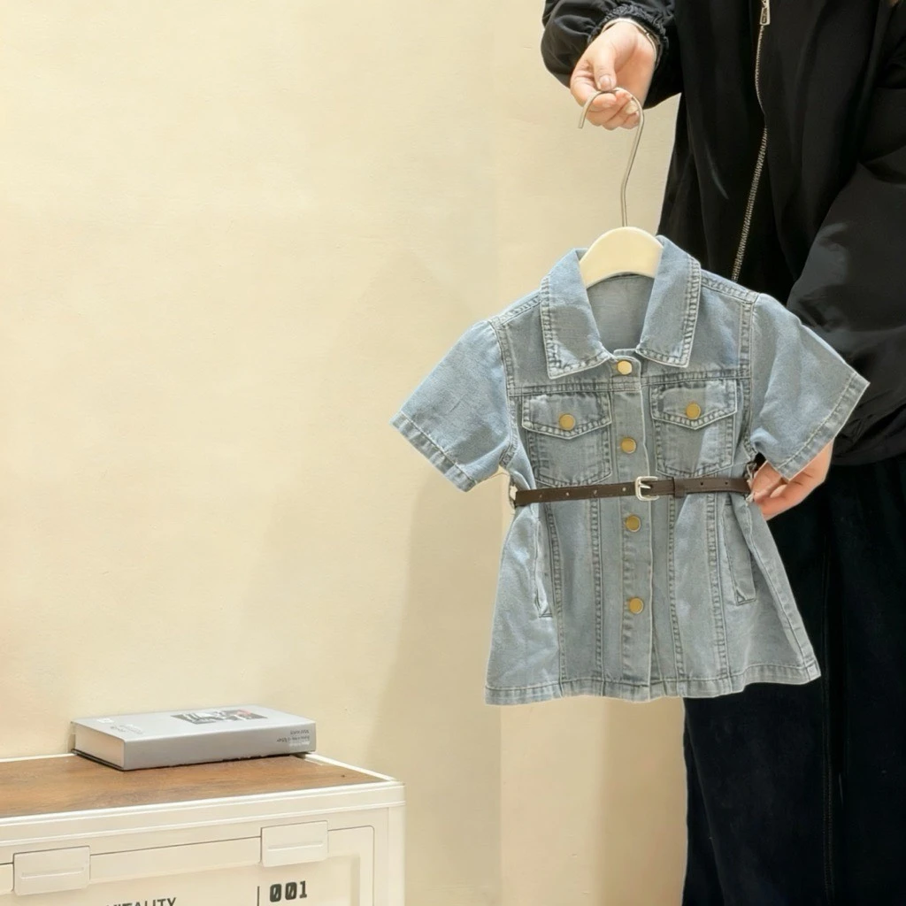 牛仔連衣裙含腰帶(90-130)