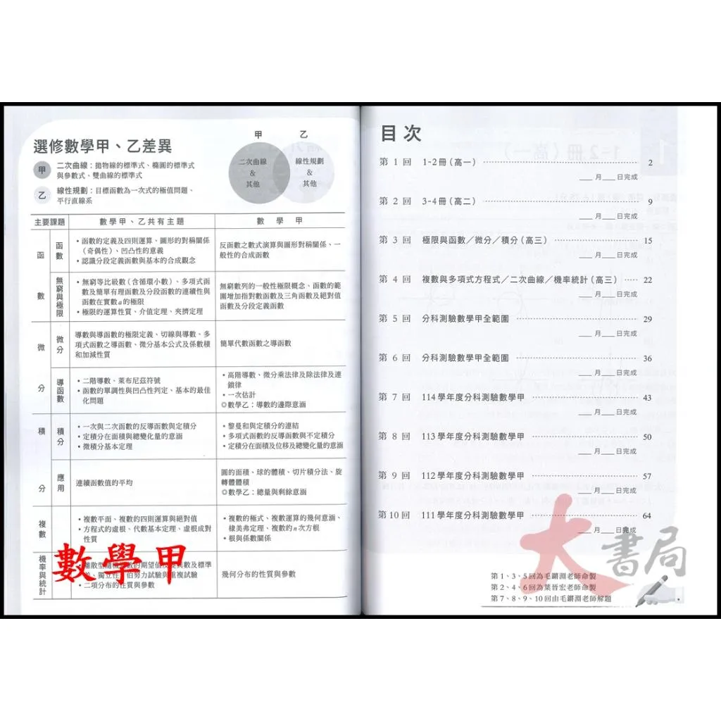 【115分科】晟景『對話式』分科測驗模擬試題 數學甲、數學乙 跨考分科 附詳解