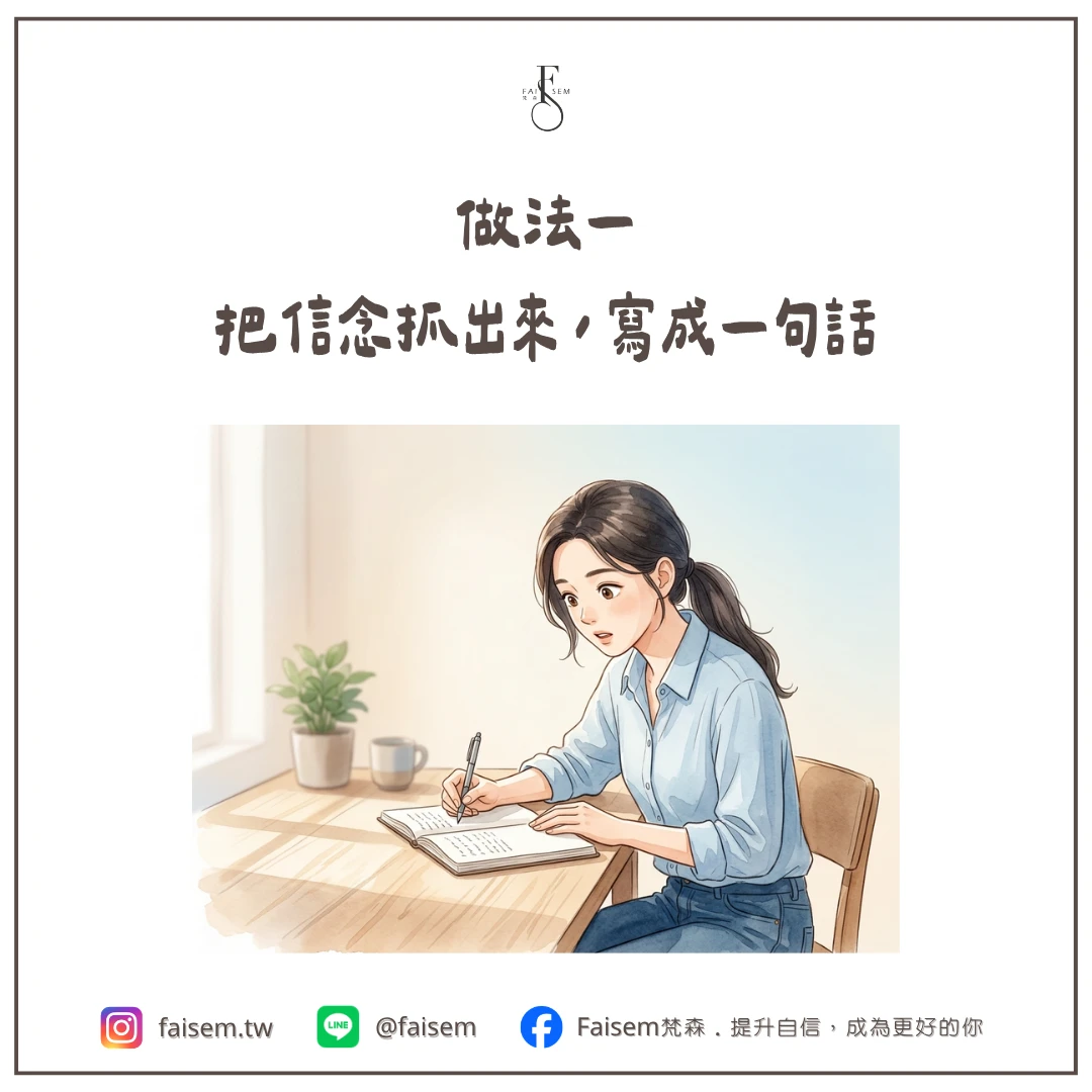做法一、把信念抓出來,寫成一句話