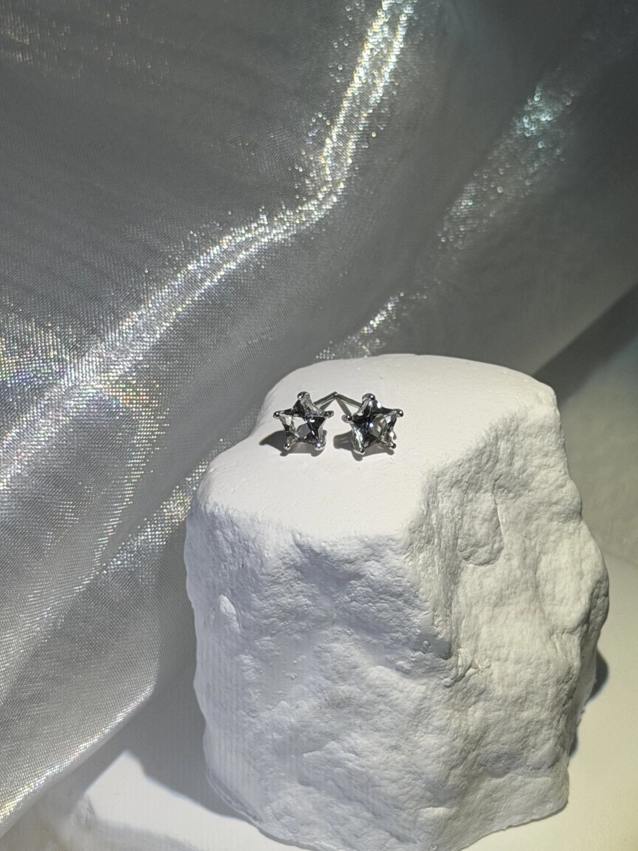 璀璨星芒・淨體白水晶星形耳環