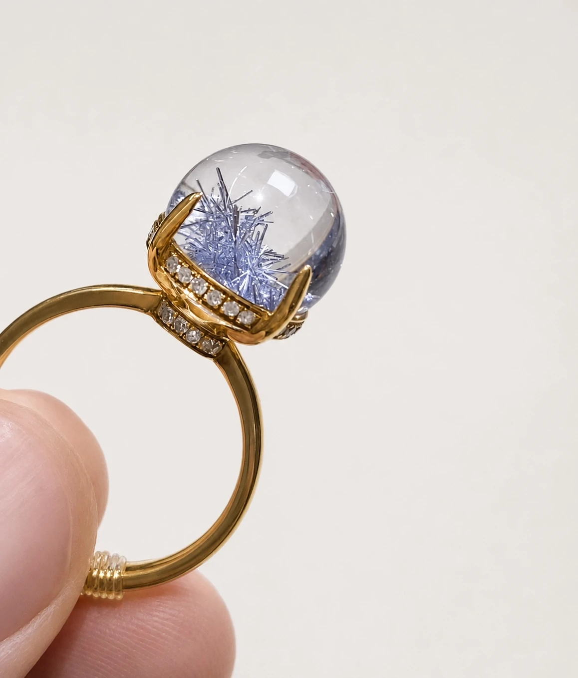星穹花冠｜極品藍線石 18K金天然鑽戒
