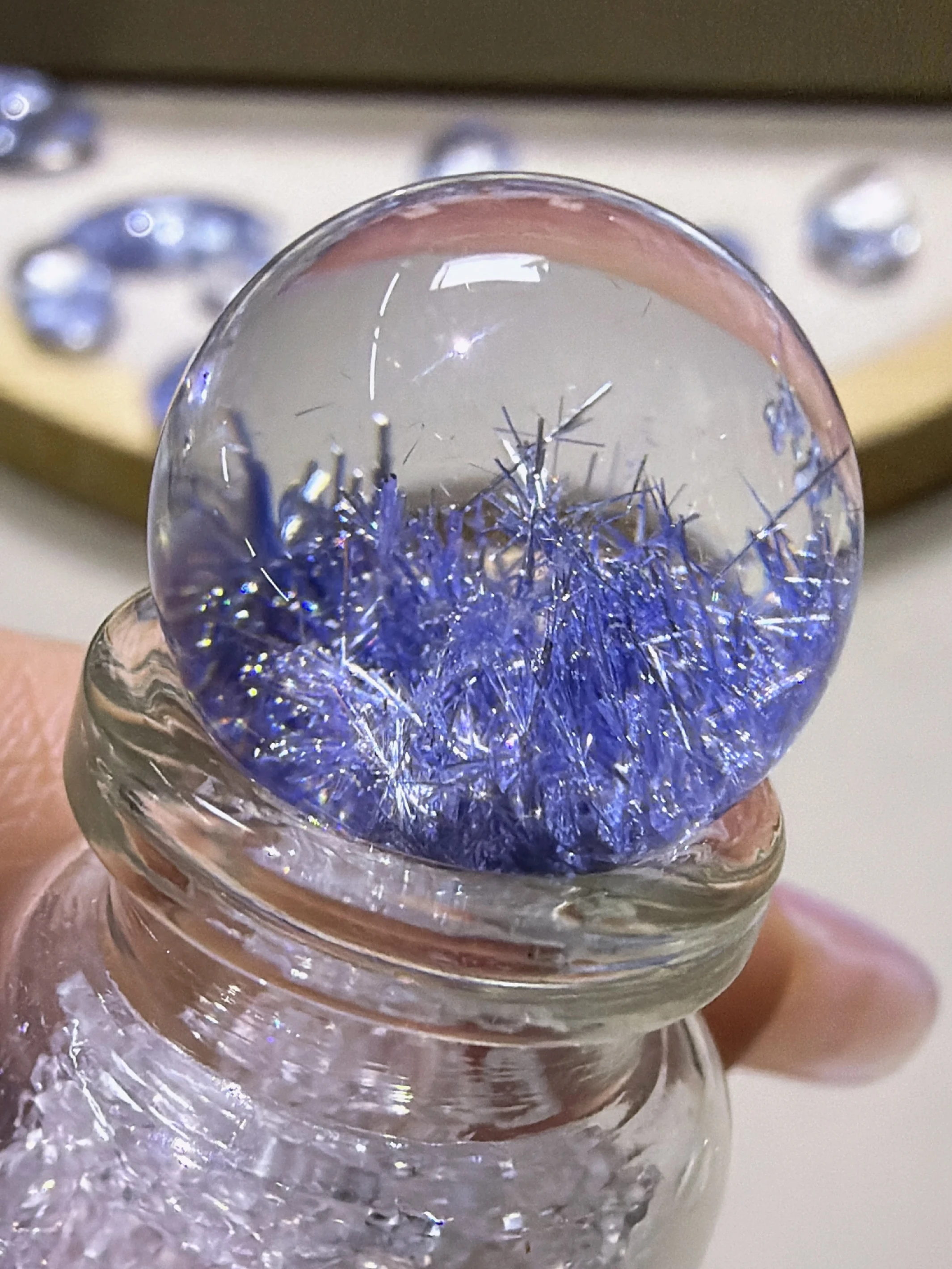 藍穹星聚｜17mm+天然藍線石收藏圓珠