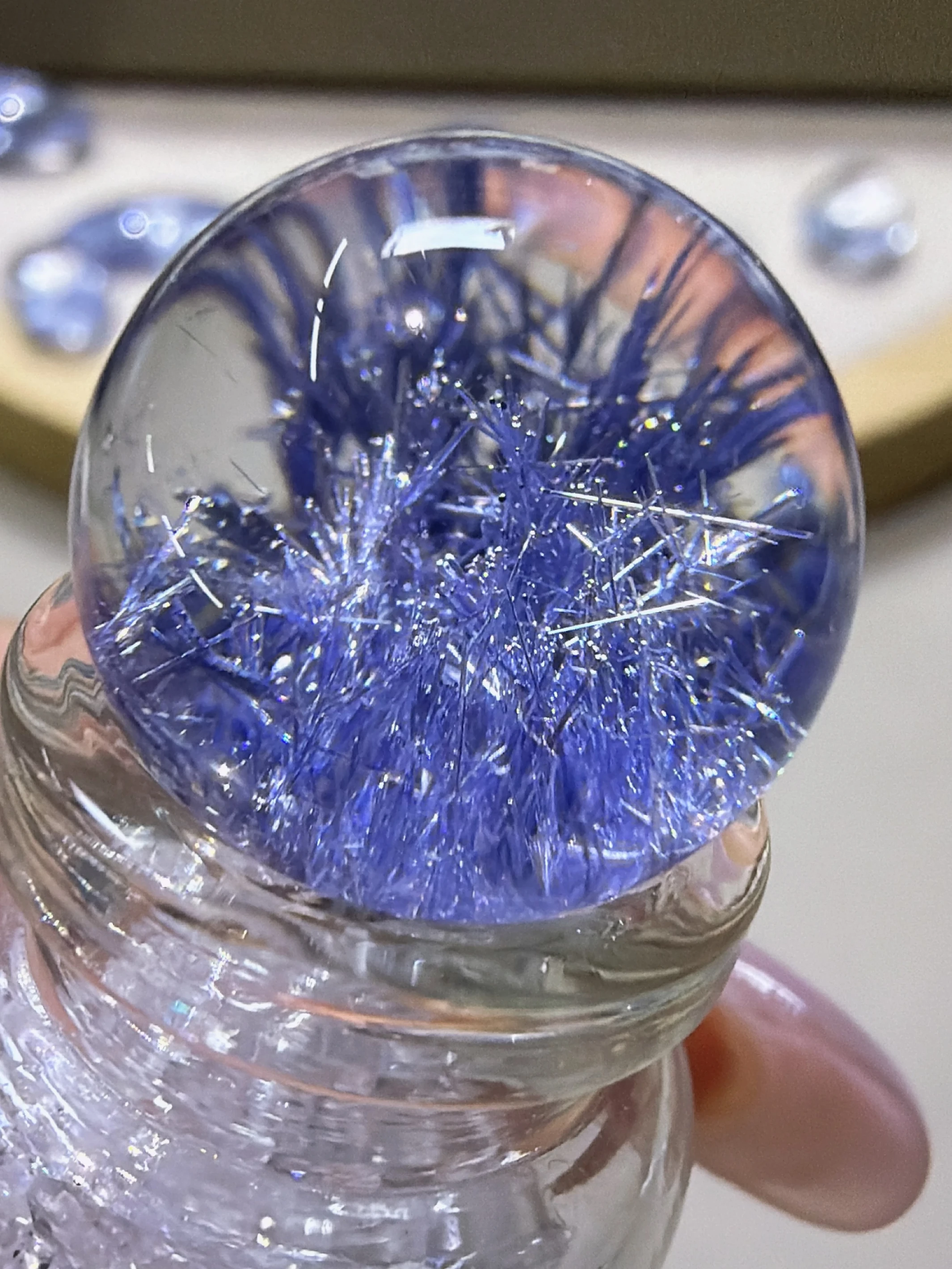 藍穹星聚｜17mm+天然藍線石收藏圓珠