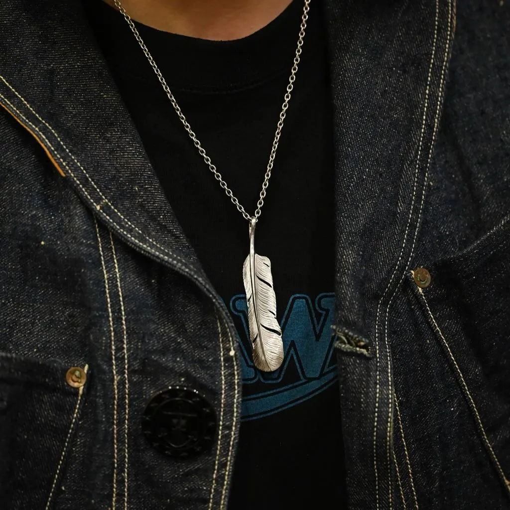 【HawK Vintage】Yusuke Kosaka 小坂 雄介「Spirited」銀 羽毛 素羽 特大羽 掛墜 項鍊