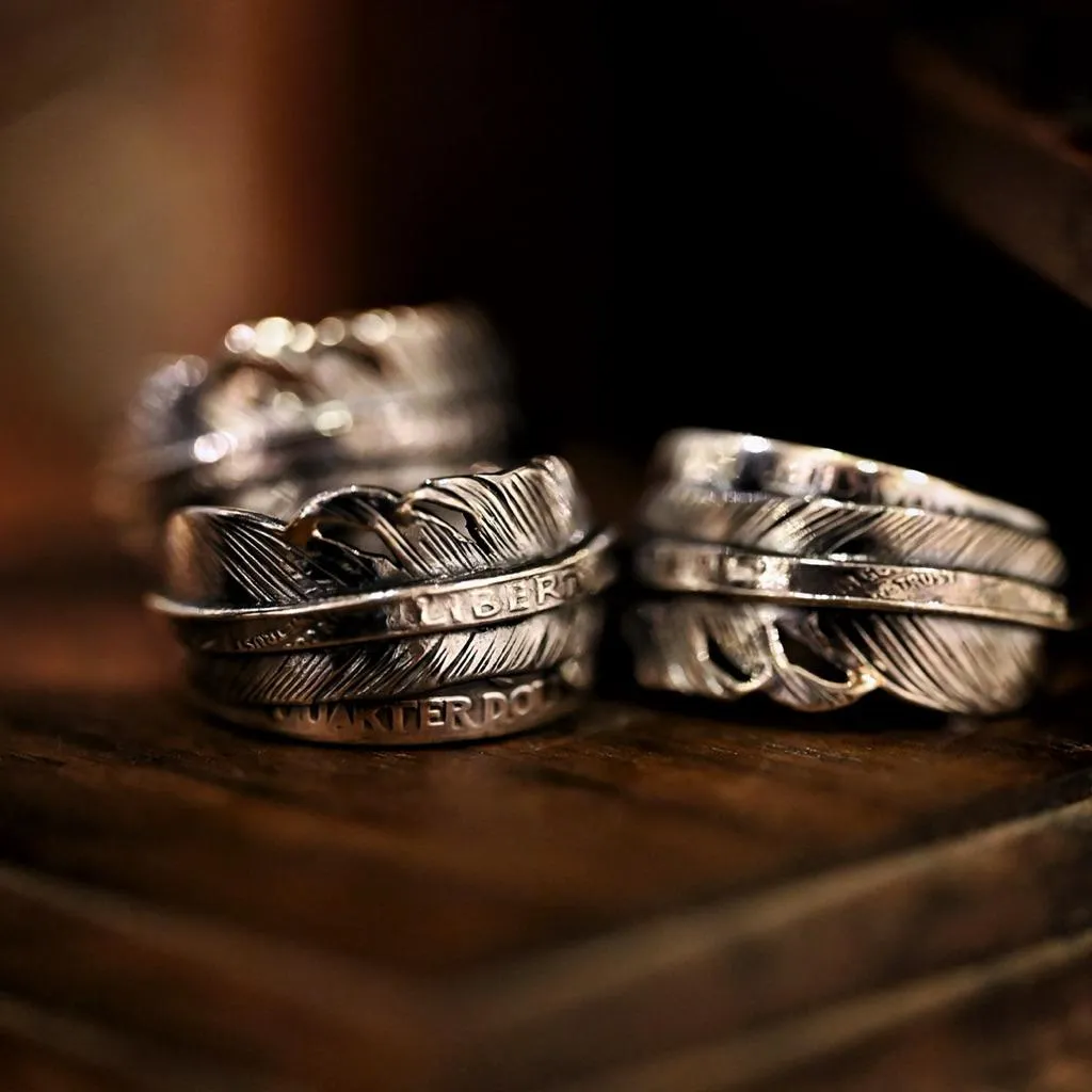 【HawK Vintage】North Works 銀幣 羽毛 戒指 戒 N 522