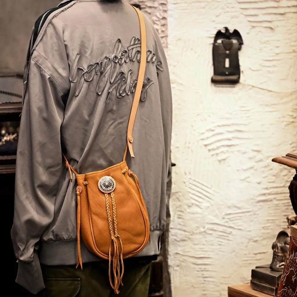 【HawK Vintage】｜Lucky John｜日本手造 銀釦 駝色 鹿皮 DeerSkin 鹿皮包 肩背包 側背包