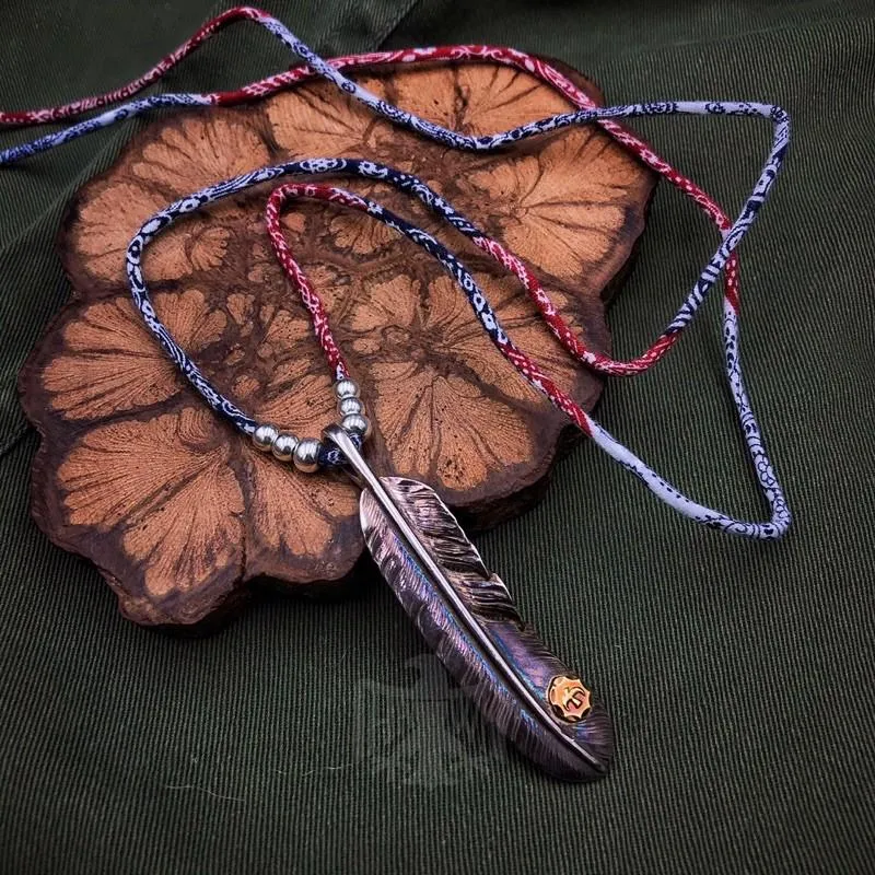 【HawK Vintage】YVES 古布繩｜紅藍拼布變形蟲｜串珠 項鍊 Goros 菊地健 La Key 羽毛 適用