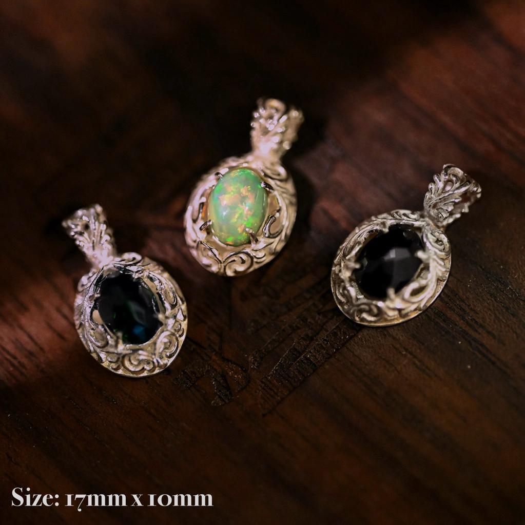 【HawK Vintage】日本手造 La Key 木賀しん 浮雕 立體 唐草 蛋白石 Opal 銀牌 吊墜 掛墜 項鍊