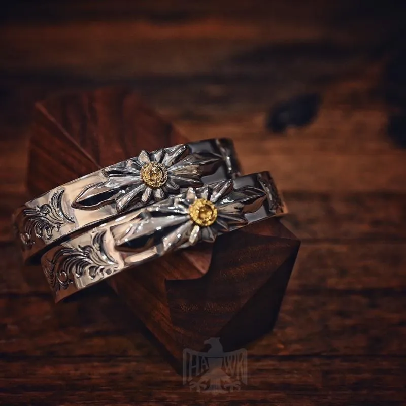 【HawK Vintage】Dear Blossom 手彫 唐草 劍花 月牙點金 平打 手鐲 手環 B- 092