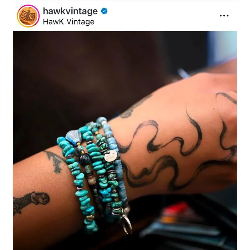 【HawK Vintage】日本手作 Kazoo 櫻井和巳 松石 串珠 銀珠 手鍊 手串 RTSVB