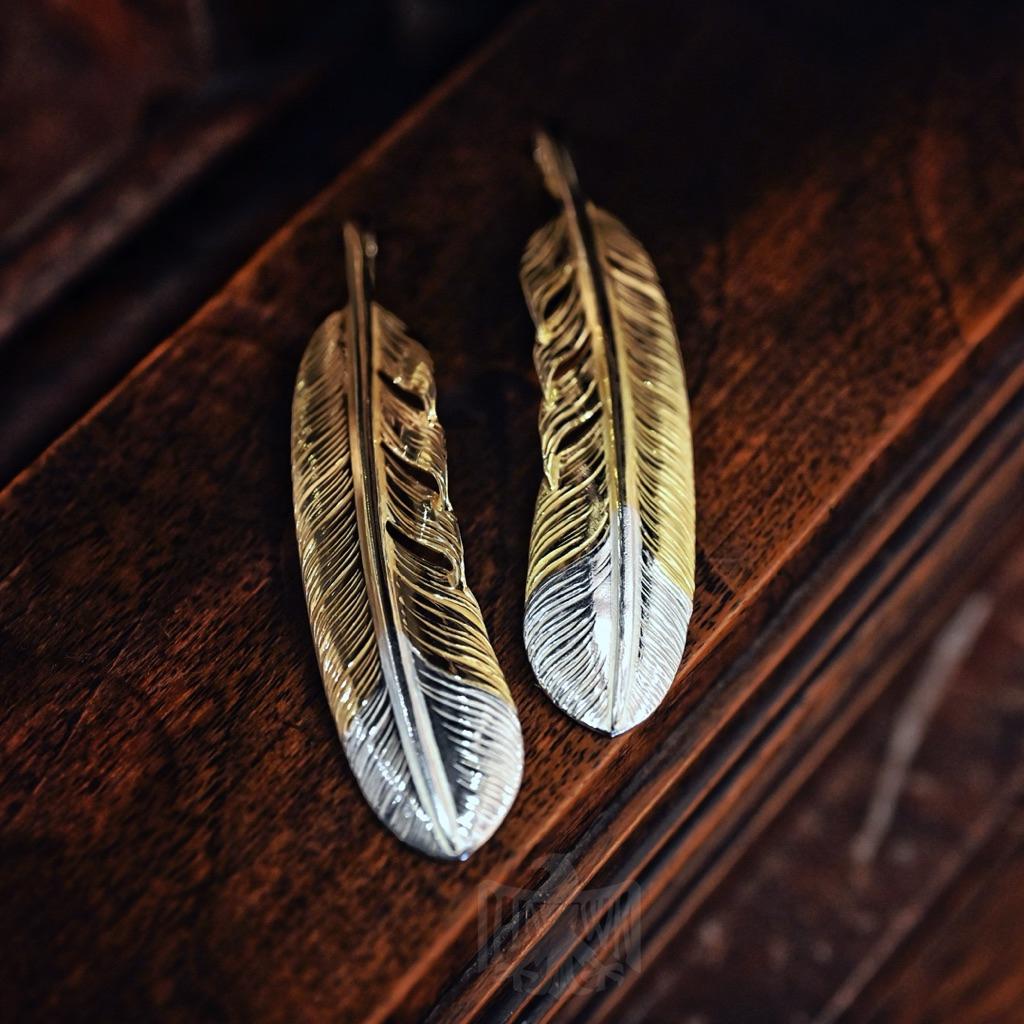 【HawK Vintage】日本手造 La Key 木賀しん 逆金 先銀 羽毛 Feather XL 項鍊 吊墜