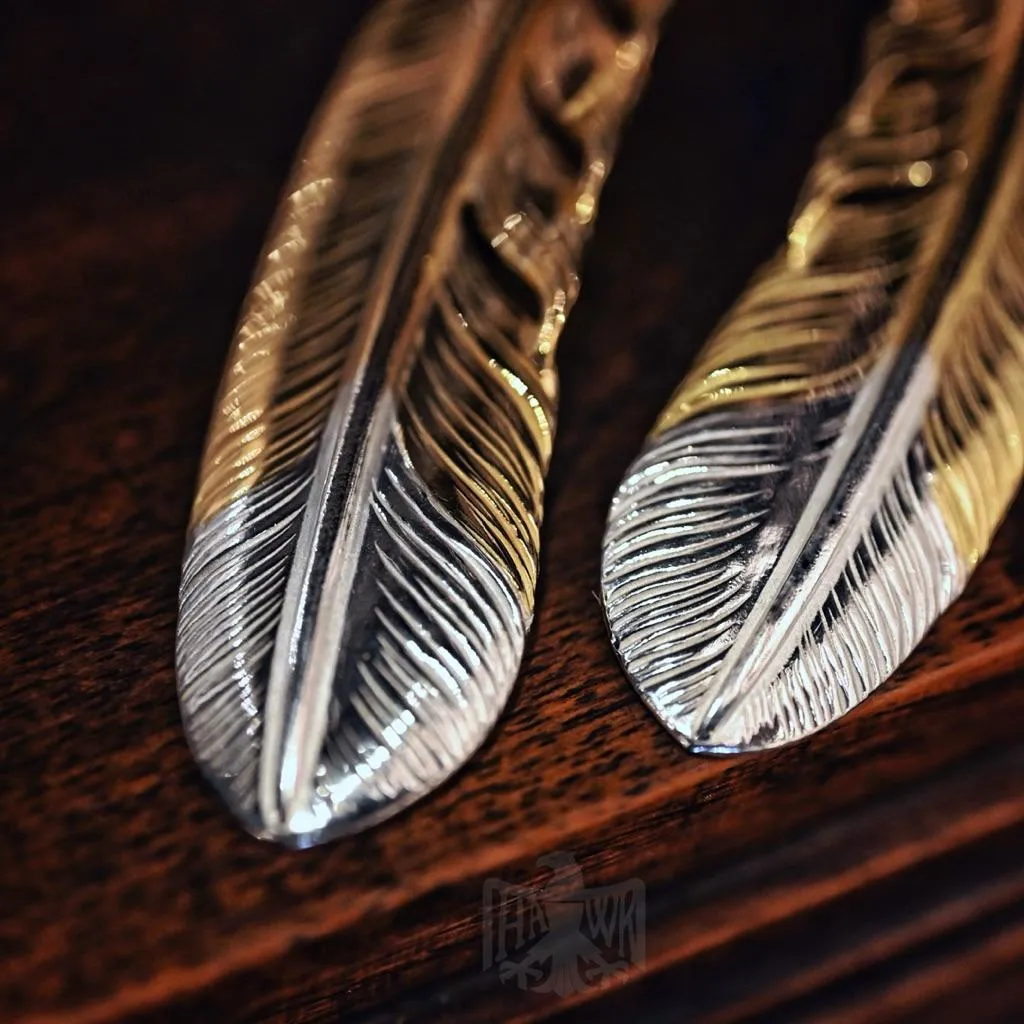 【HawK Vintage】日本手造 La Key 木賀しん 逆金 先銀 羽毛 Feather XL 項鍊 吊墜