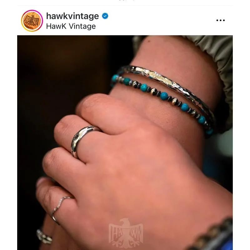 【HawK Vintage】日本手作 Kazoo 櫻井和巳 松石 串珠 銀珠 手鍊 手串 TSVB