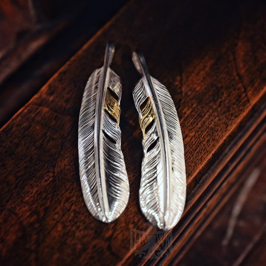 【HawK Vintage】日本手造 La Key 木賀しん 24K 片金 點金 羽毛 Feather XL 項鍊 吊墜