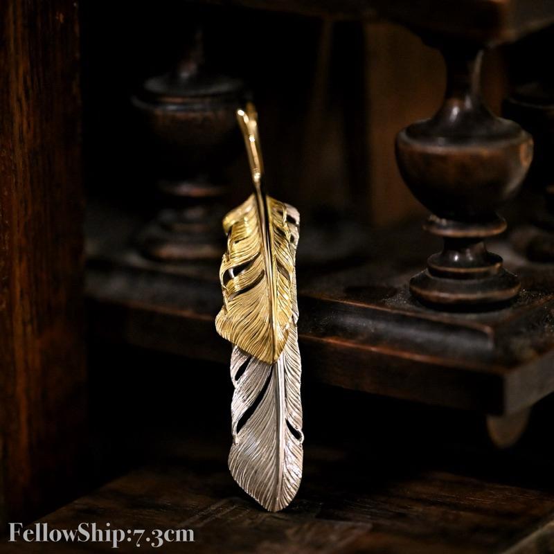【HawK Vintage】Yusuke Kosaka 小坂雄介「FellowShip」上金 雙層 大羽毛 銀羽 掛墜
