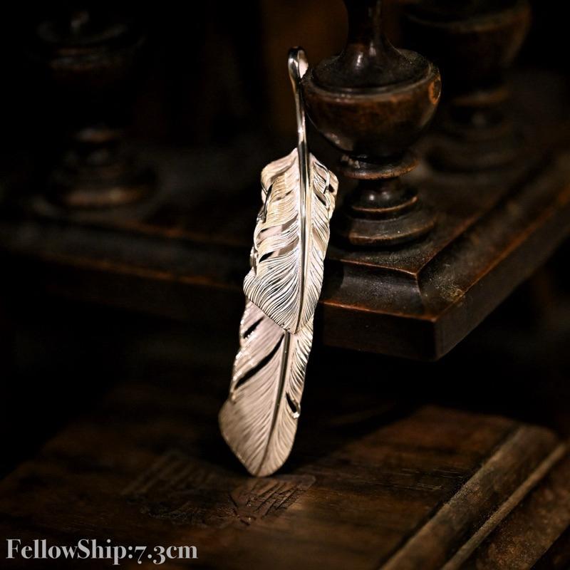 【HawK Vintage】Yusuke Kosaka 小坂雄介「FellowShip」上銀 雙層 大羽毛 銀羽 掛墜