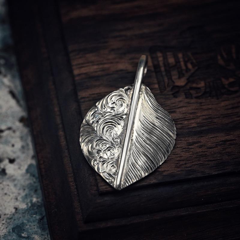 【Hawk Vintage】日本手造 Jinny's 國本正典 唐草 心羽 羽毛 項鍊 吊墜