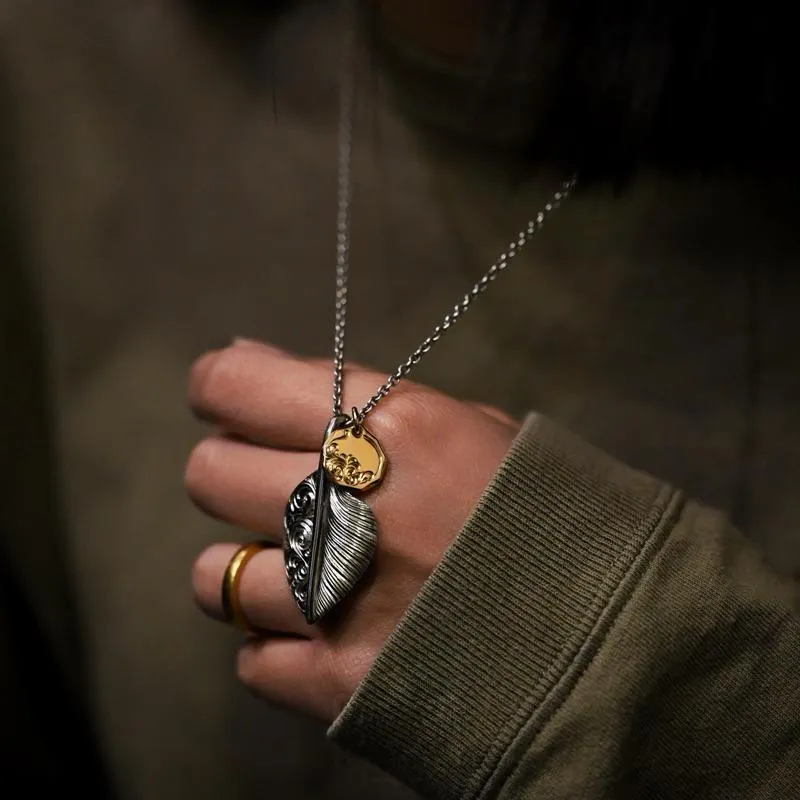 【Hawk Vintage】日本手造 Jinny's 國本正典 唐草 心羽 羽毛 項鍊 吊墜