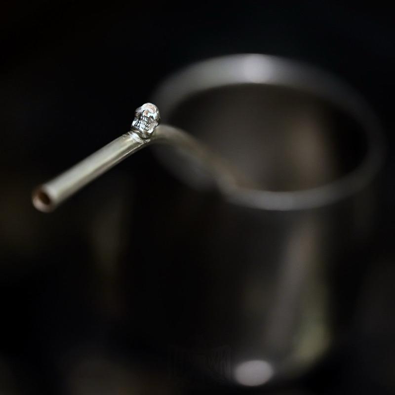 【Hawk Vintage】 《Stop Light Co 高山隆》特注 稀少 改造 手敲 迷你 銀骷髏 純銀 吸管 🥤
