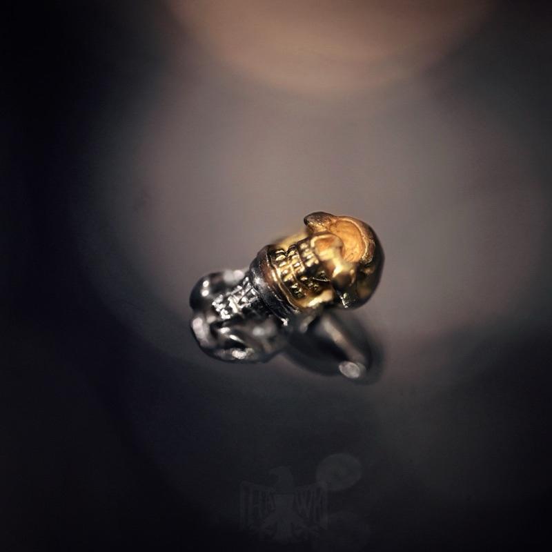 【Hawk Vintage】 《Stop Light Co 高山隆》迷你 金銀  雙 骷髏 頭 項鍊 吊墜