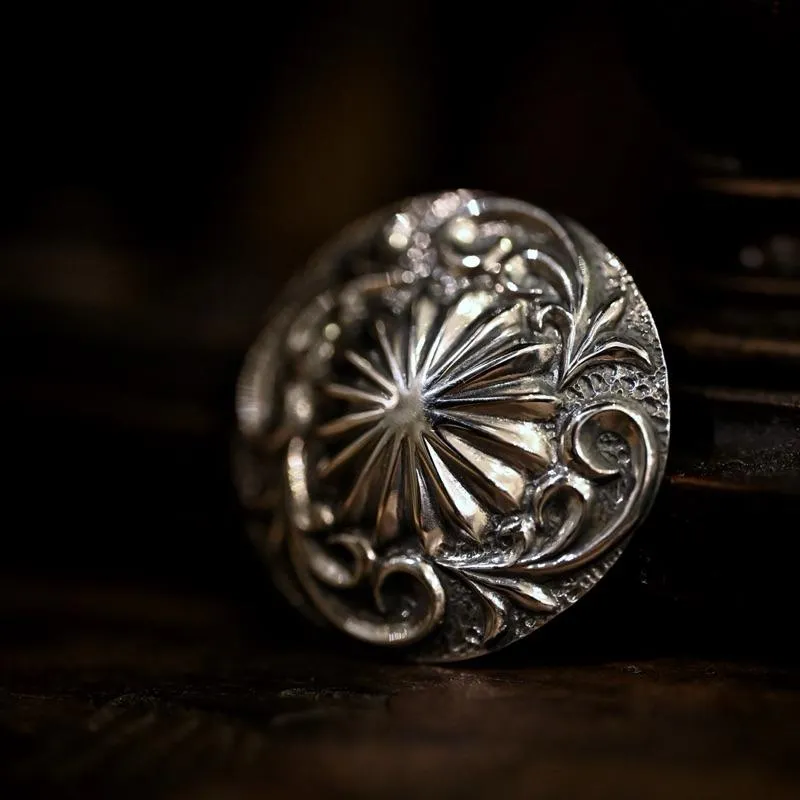 【HawK Vintage】Dear Blossom 浮雕 唐草 銀貝 銀釦 髮圈 Concho C- 015