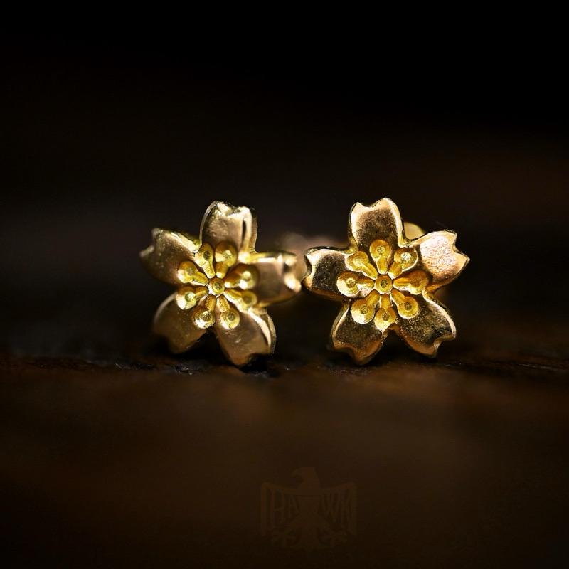 【HawK Vintage】光嵐·龍頭 點金 櫻花 耳針 耳環 (L) Pl 112