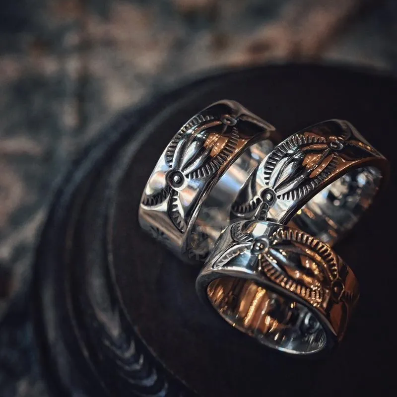【【HawK Vintage】日本 North Works 手敲 打印 Navajo 圖騰 戒指 W- 023