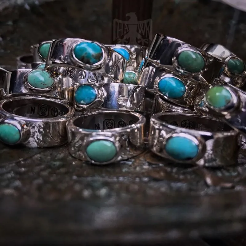 【Hawk Vintage】North Works 松石 平打戒 TQ Ring W 027