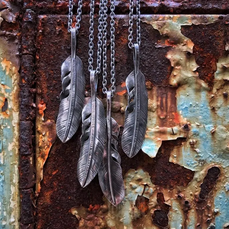 【Hawk Vintage】日本手造 North Works Liberty 銀幣 羽毛 吊墜 項鍊 N- 616
