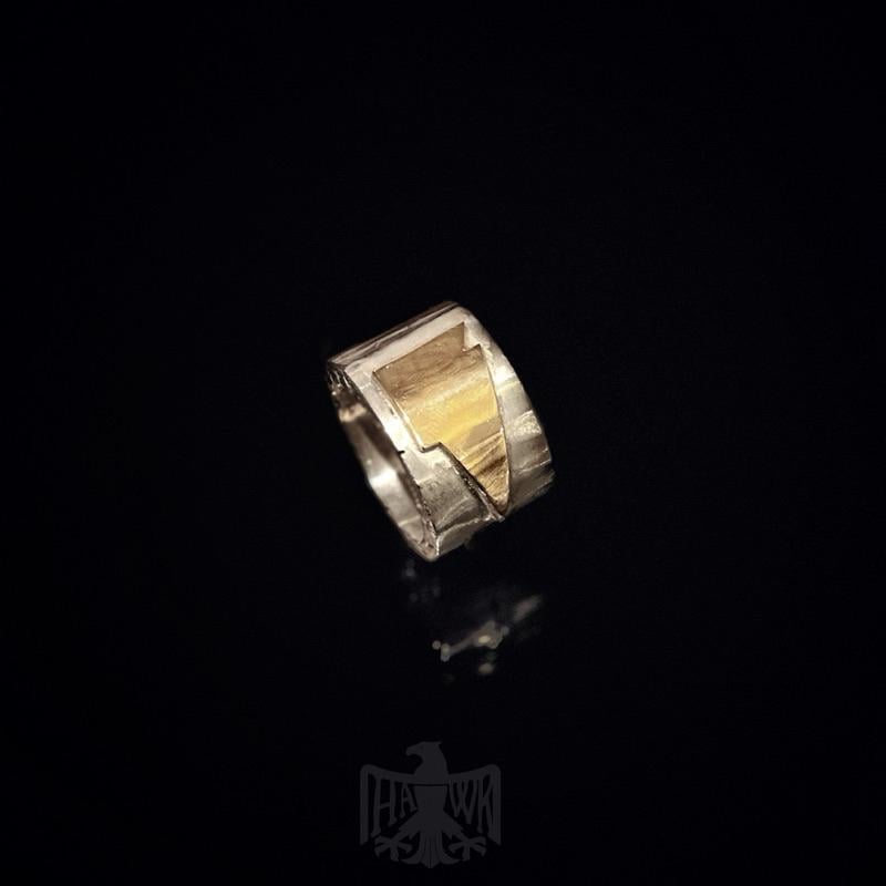 【Hawk Vintage】 《Stop Light Co 高山隆》手敲 閃電 點金 平打 戒指 JP21