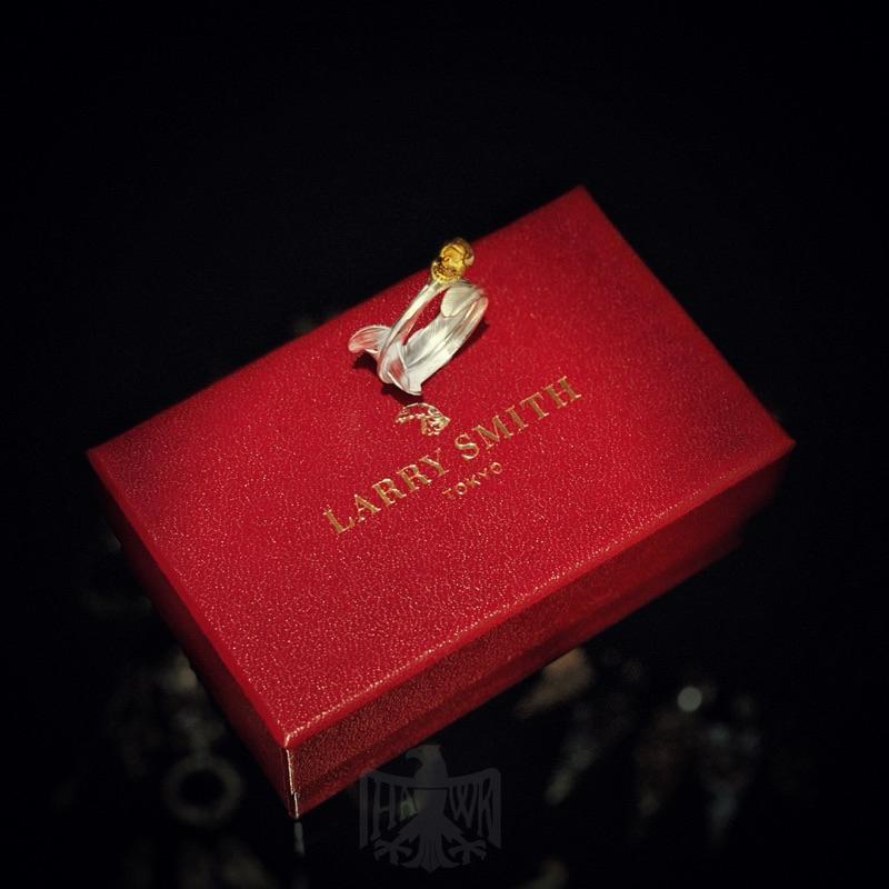 【Hawk Vintage】 《Stop Light 》特注 Larry Smith 改造 手敲 骷髏 斬風 羽毛 戒指