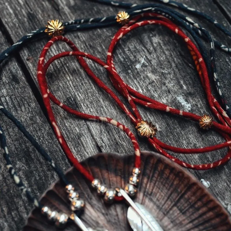 【HawK Vintage】YVES 古布繩｜花爍木結｜串珠 項鍊 Goros 菊地健 La Key 羽毛 銀器 適用