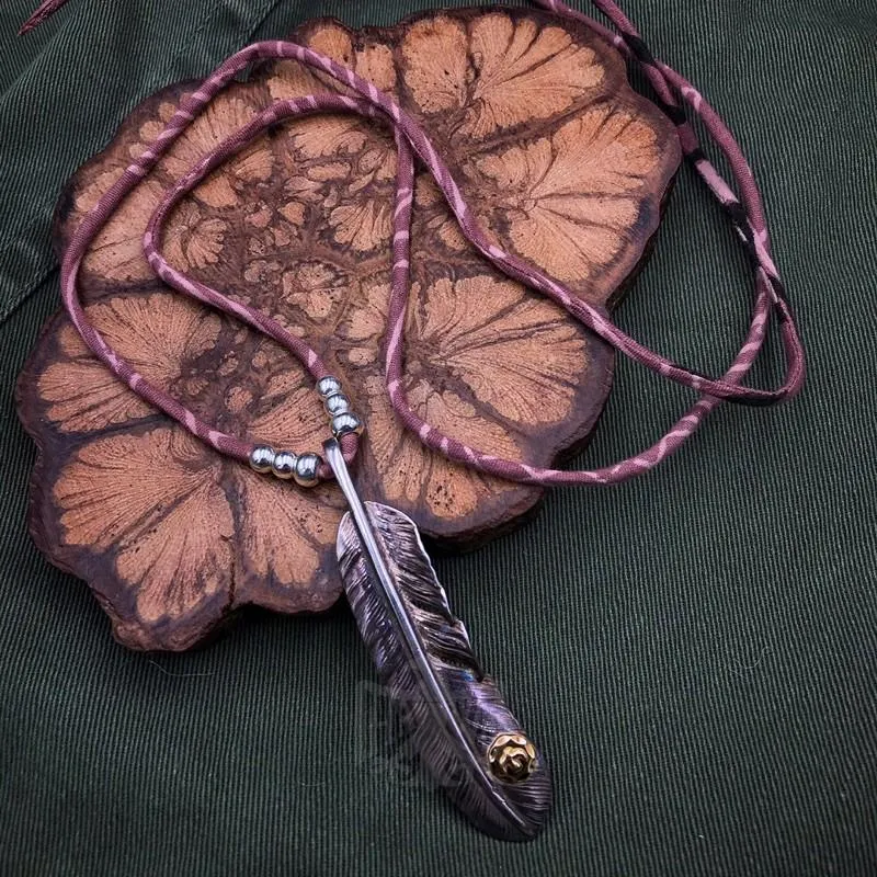 【HawK Vintage】YVES 古布繩｜紅泥染｜串珠 項鍊 Goros 菊地健 La Key 羽毛 銀器 適用