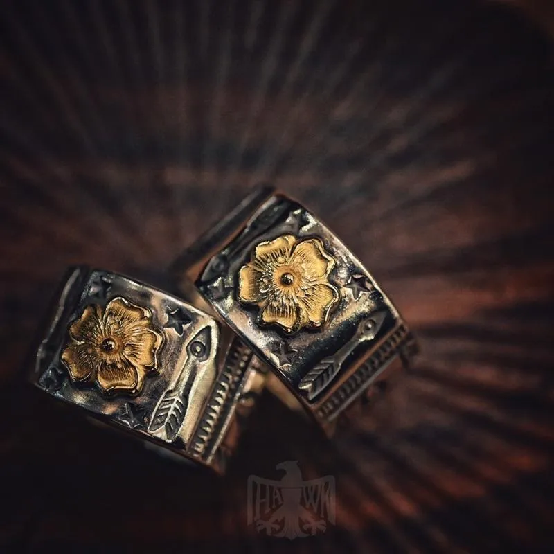 【HawK Vintage】Mt.Hill 手彫 草原 點金 玫瑰 薔薇  打印 戒指 Rose 20Rg01