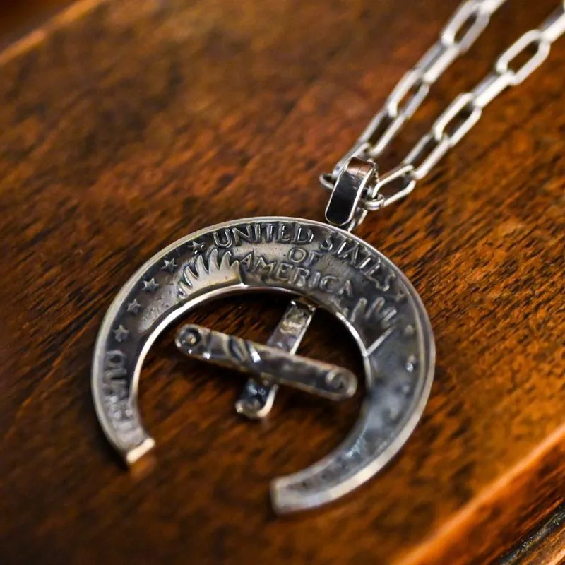 【Hawk Vintage】日本手造 North Works 銀幣 月牙 NaJa 吊墜 項鍊 N- 508