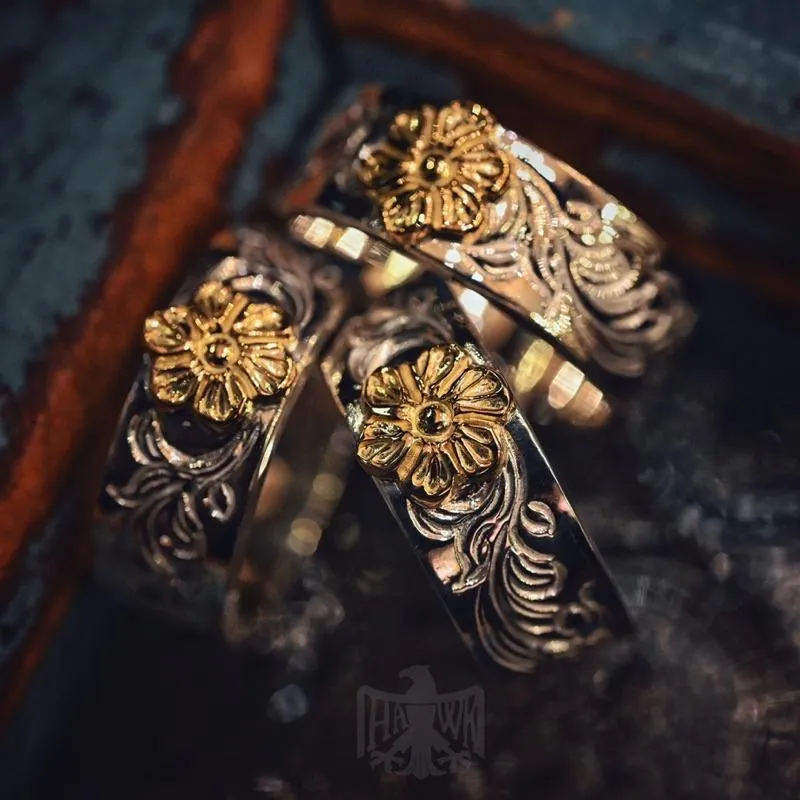 【HawK Vintage】Dear Blossom 唐草 玫瑰 薔薇 點金 平打戒 戒指 R 111