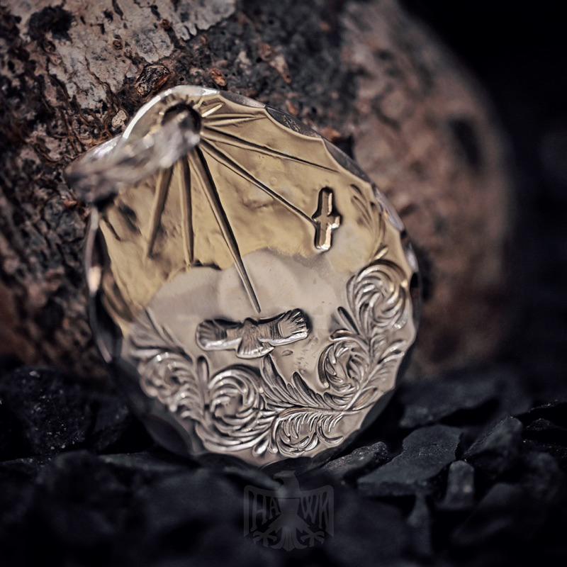【Hawk Vintage】Nishi HandMade 內山裕司 手彫 鎏金 唐草 飛鷹 本彫 銀餅