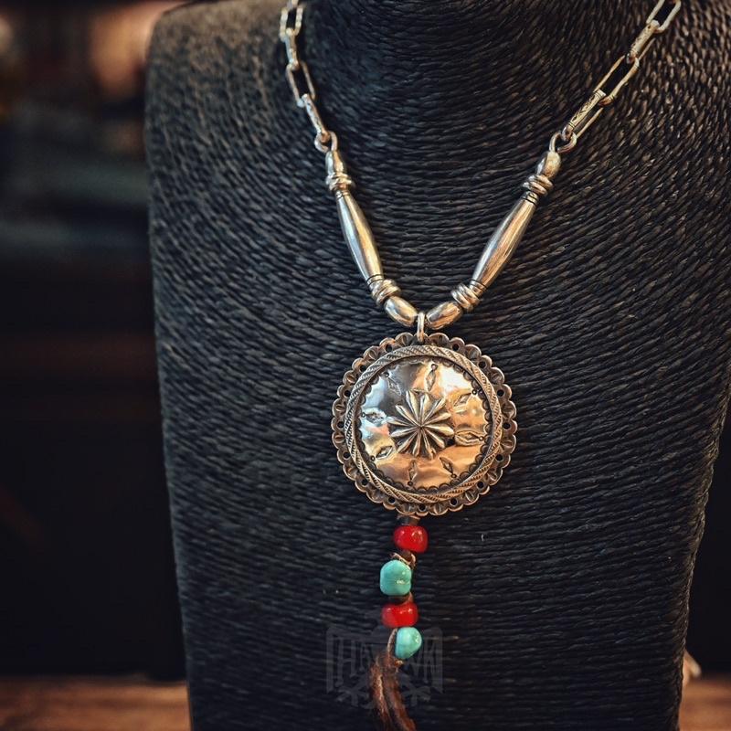 【HawK Vintage】Mt.Hill Concho Stamp 銀貝 打印 銀鍊 項鍊 17PD06