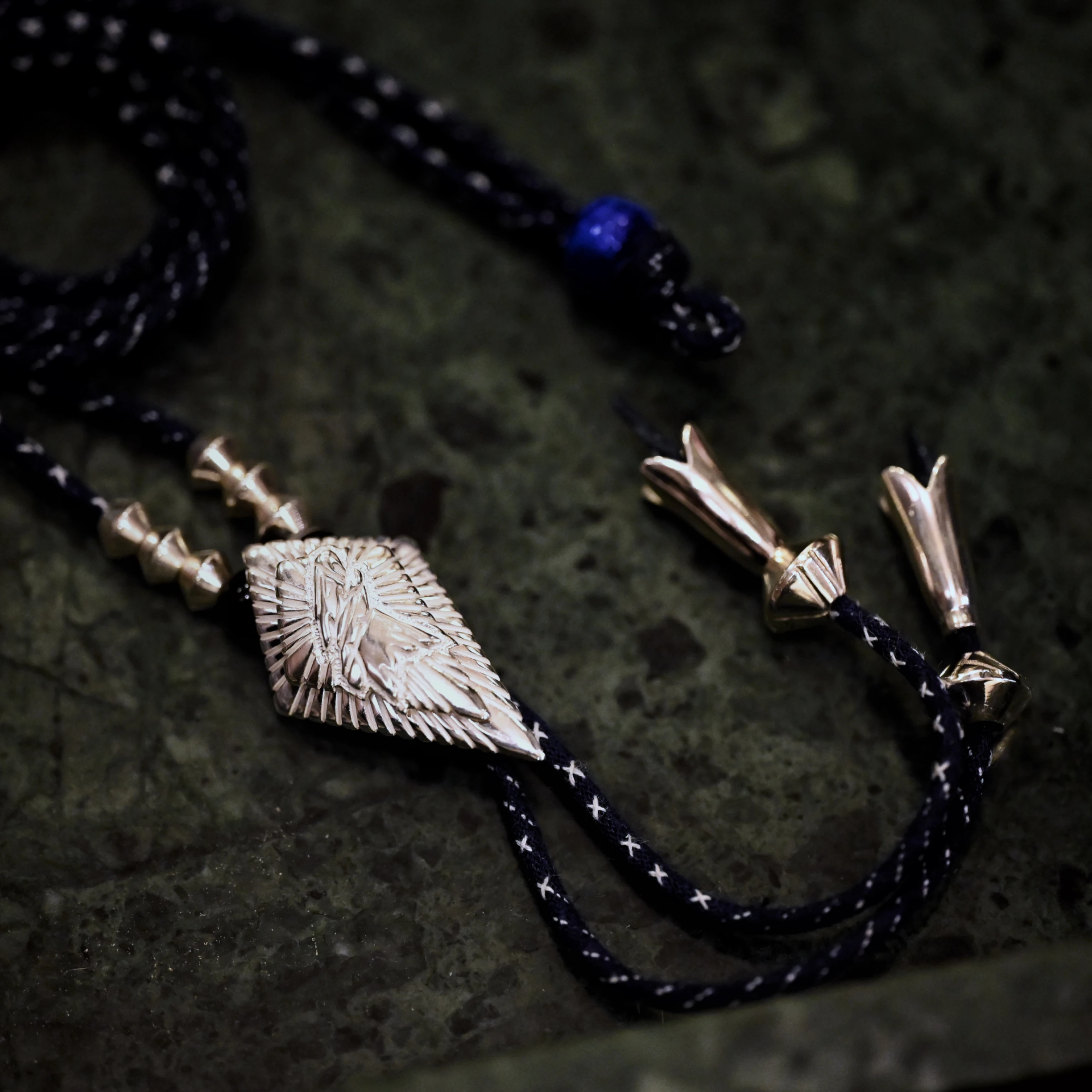 【HawK Vintage】YVES 古布繩｜棋盤 刺子｜串珠 項鍊 Goros 菊地健 La Key 羽毛 銀器 適用