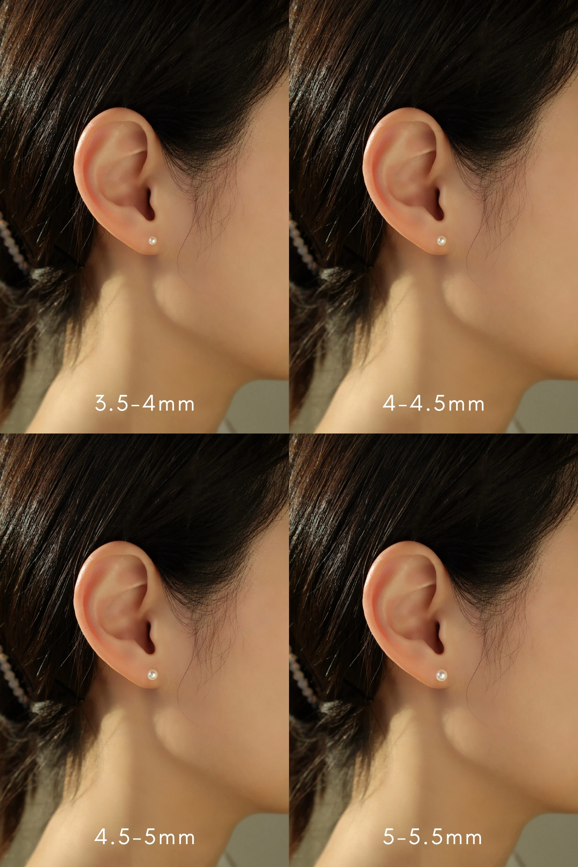 Akoya天然珍珠耳環3.5mm-5.5mm實戴照