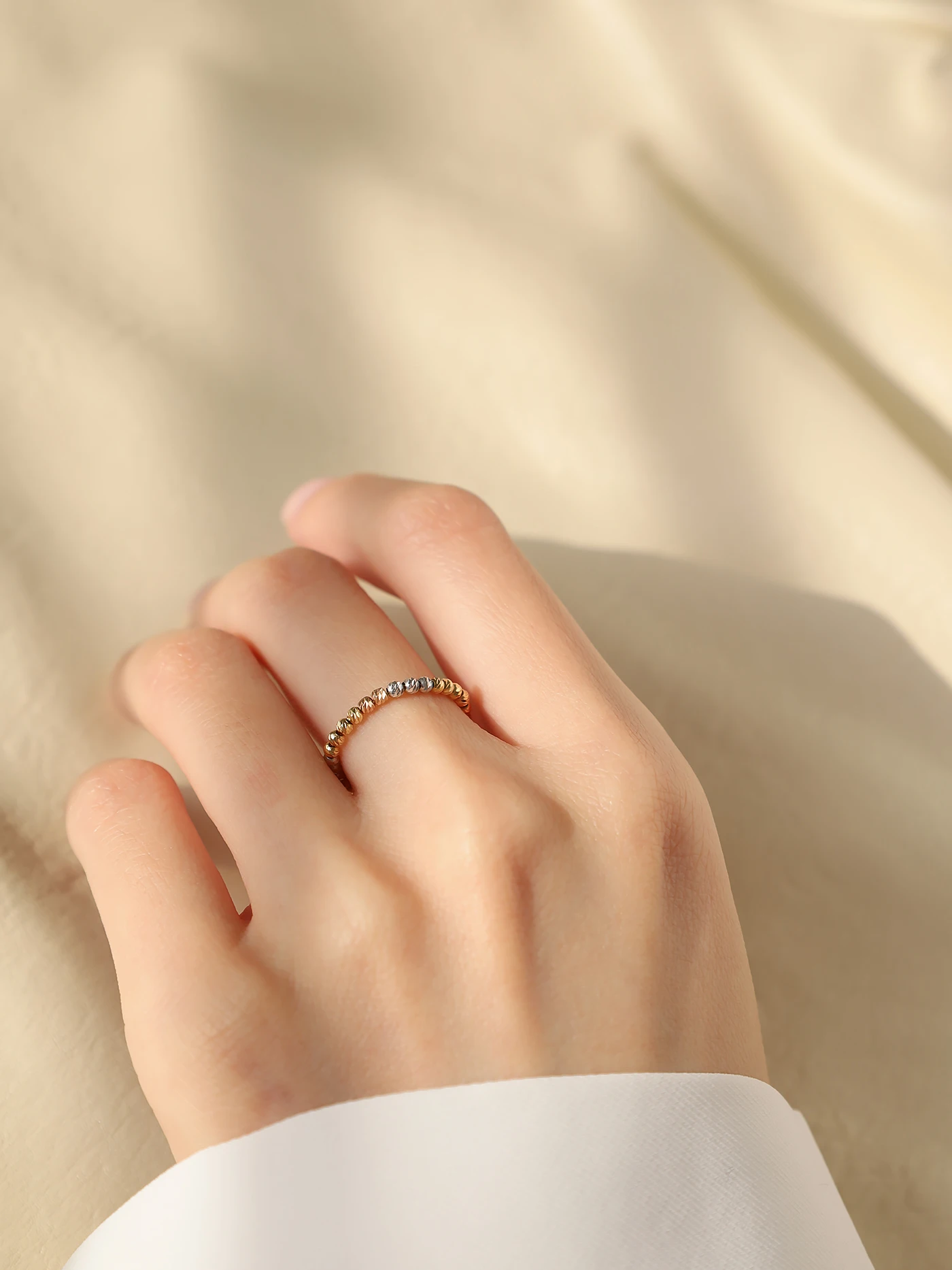 18K Glitter閃耀金珠鍊戒