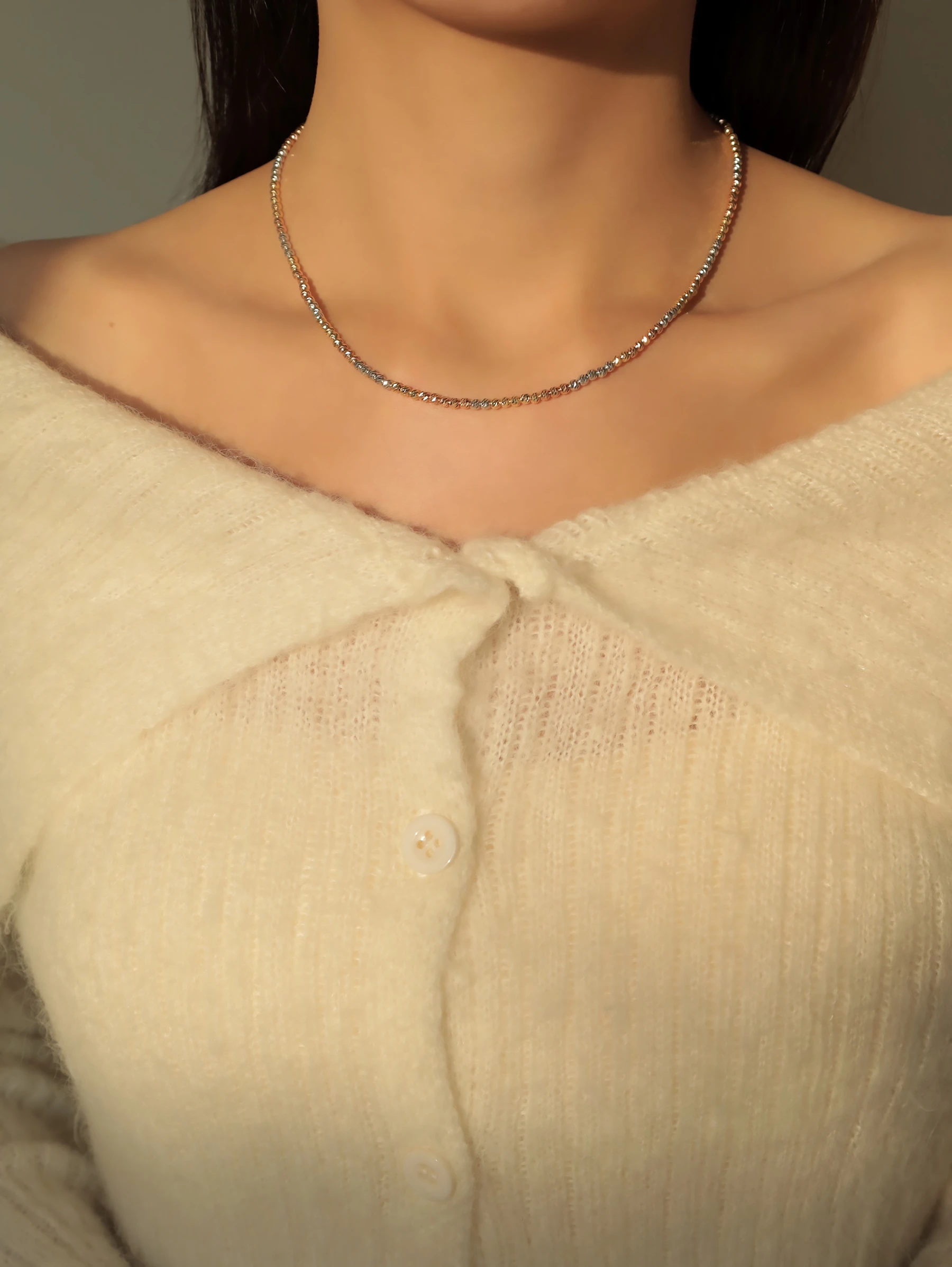 18K Glitter閃耀金珠項鍊(三色)