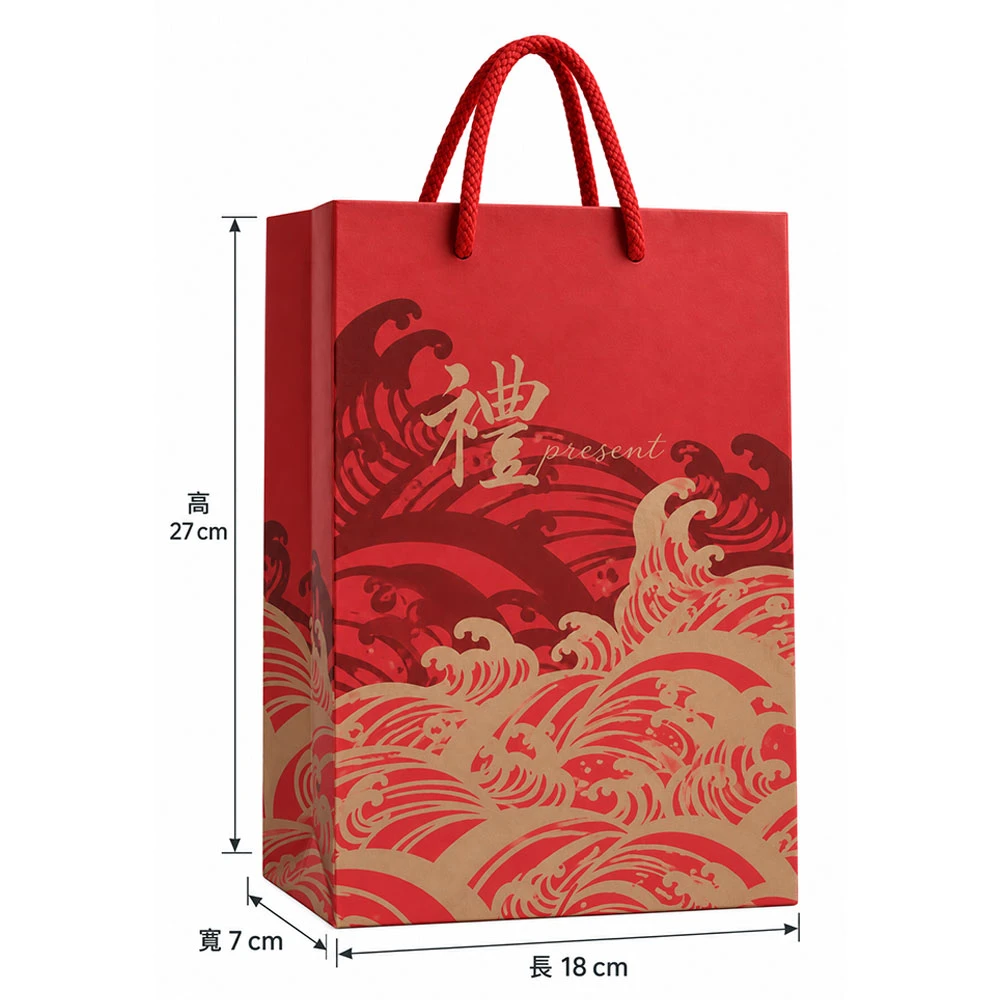 加購 空手提紙袋 18x7x27cm (金海浪款)(適合100克香菇)