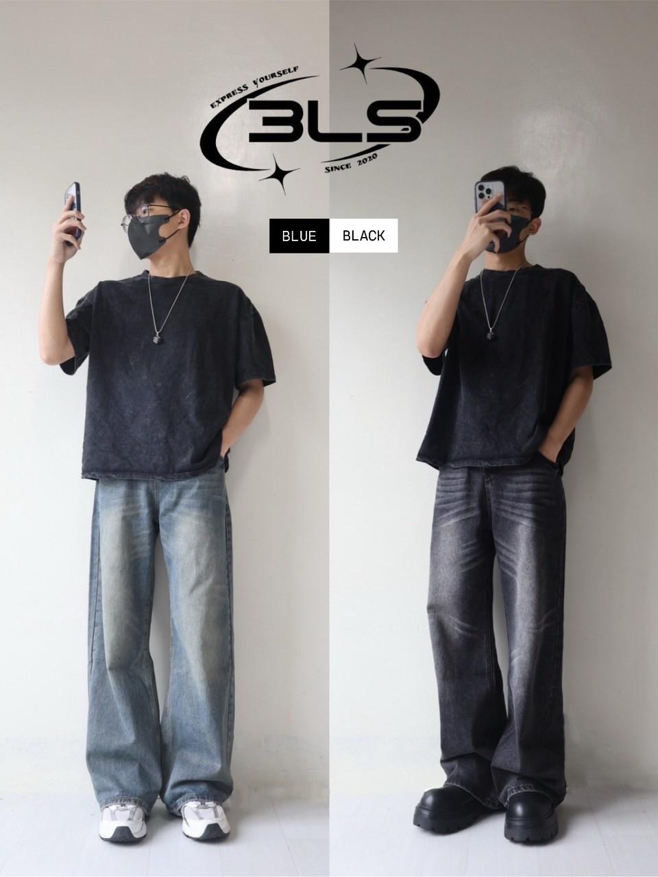 ■3LINE.S■韓系 復古貓爪痕牛仔褲 後鬆緊 貓爪痕 高質量 寬鬆版型 牛仔褲