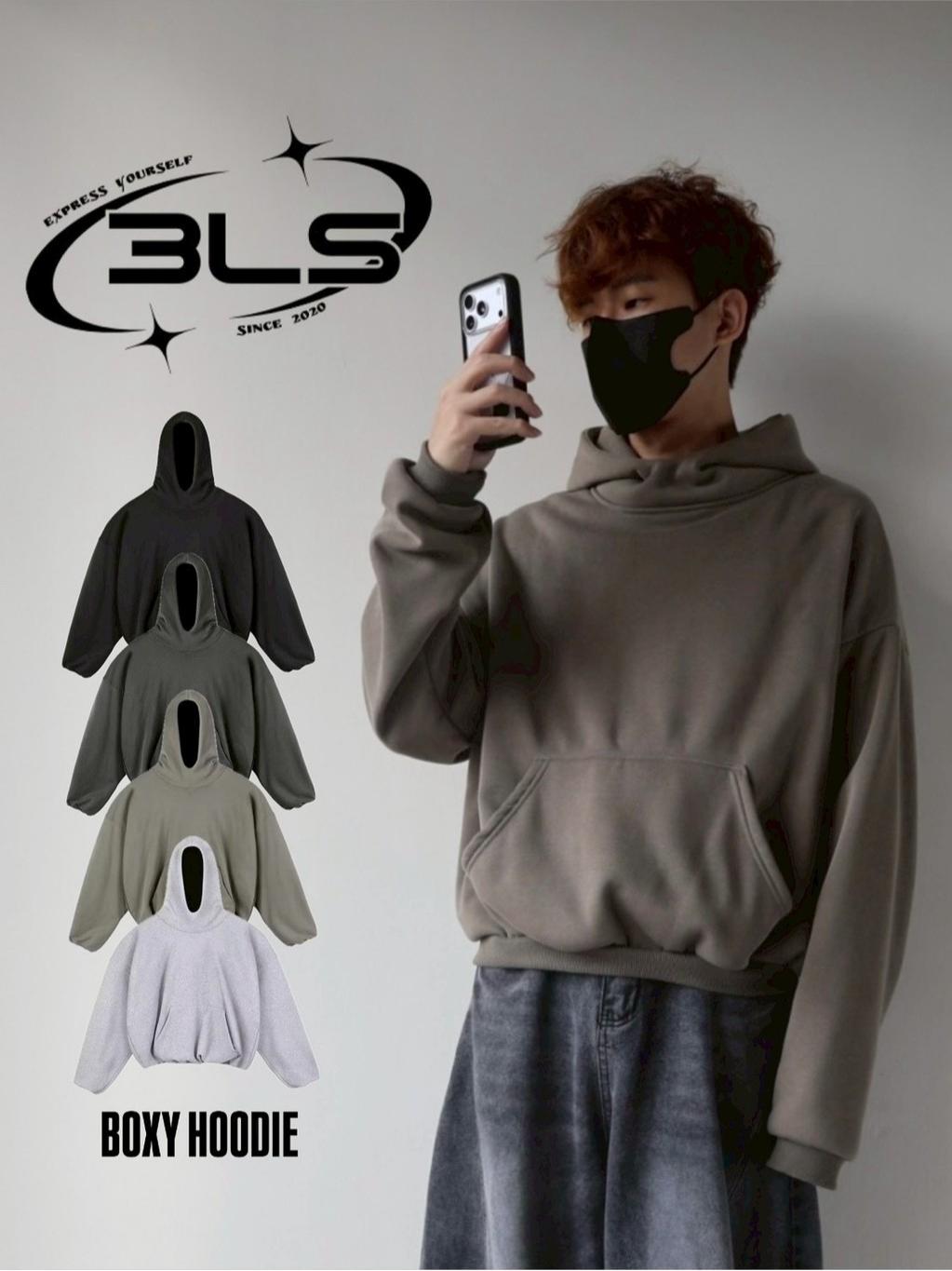 ■3LINE.S■自訂款 高質量版 BOXY 短寬帽T  廓型設計 內刷毛 帽T 連帽衛衣