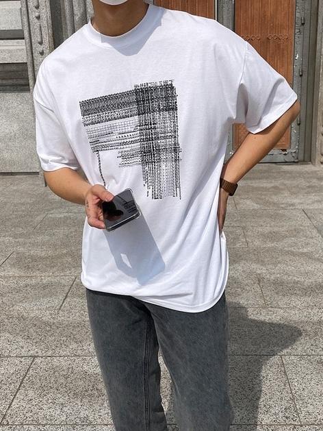 ■3LINE.S■不規則線條 純棉材質 7.6OZ 短袖 短T 寬鬆版型 男女不拘(0030)