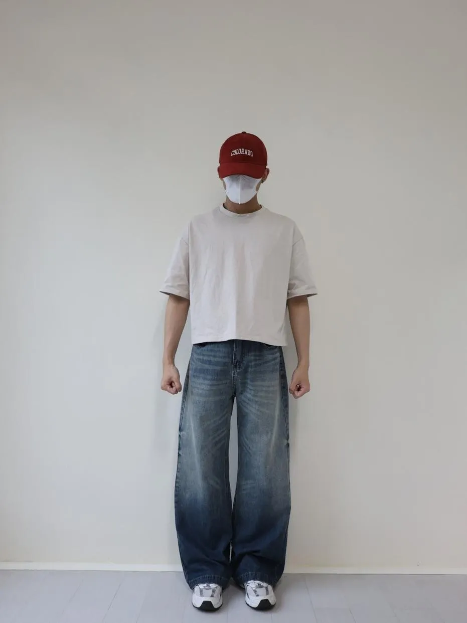 ■3LINE.S■韓系 A字版型 復古貓爪痕牛仔褲 貓爪痕 高質量 寬鬆版型 牛仔褲