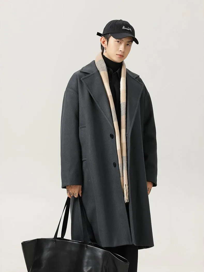 ■3LINE.S售完不補■長版大衣 日系大衣 大衣外套 毛呢外套 寬鬆版型 毛呢大衣(L6012)