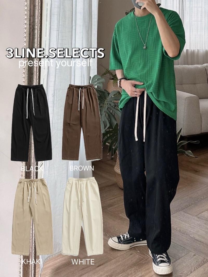 ■3LINE.S■日韓寬褲 工裝寬褲 錐形褲 純棉長褲 斜紋布 打摺褲 日系寬褲 情侶褲 寬鬆版型(K2148)